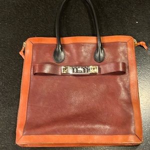 Proenza Schouler PS11 cognac burgundy black tote bag